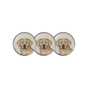 Yellow Labrador Retriever Design Cartoon Dog Head Golf Ball Marker