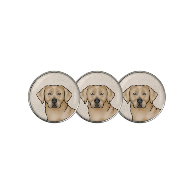 Yellow Labrador Retriever Design Cartoon Dog Head Golf Ball Marker (3 Up)