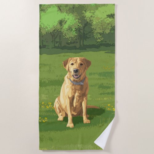 Yellow Labrador Retriever Dog Beach Towel