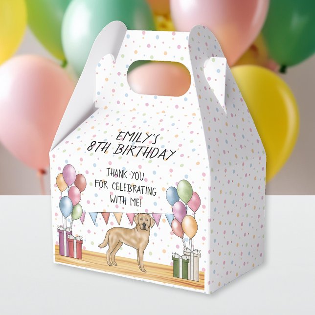 Yellow Labrador Retriever Dog Birthday Thank You Favor Boxes (Front)