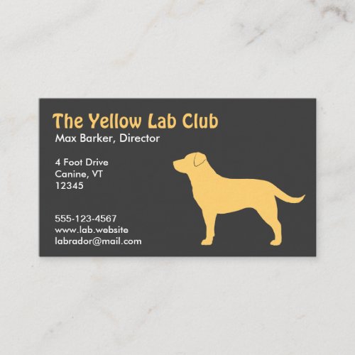 Yellow Labrador Retriever Dog Breed Silhouette Business Card