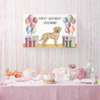 Yellow Labrador Retriever Dog Colorful Birthday Banner