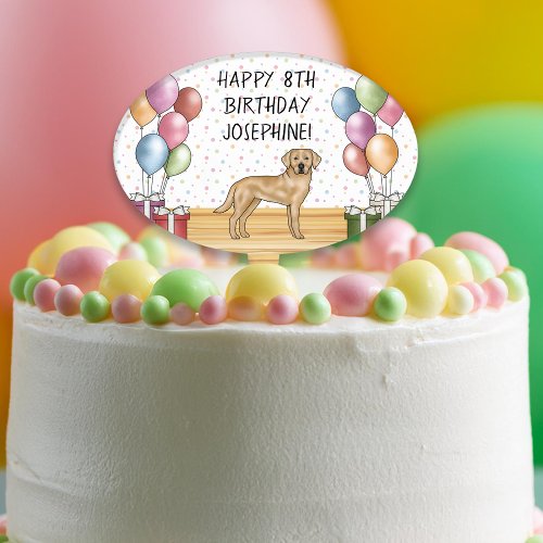 Yellow Labrador Retriever Dog Colorful Birthday Cake Topper