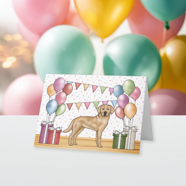 Yellow Labrador Retriever Dog Colorful Birthday Card (Creator Uploaded)