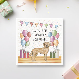 Yellow Labrador Retriever Dog Colorful Birthday Napkins