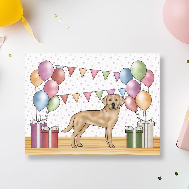 Yellow Labrador Retriever Dog Colorful Birthday Postcard (Creator Uploaded)