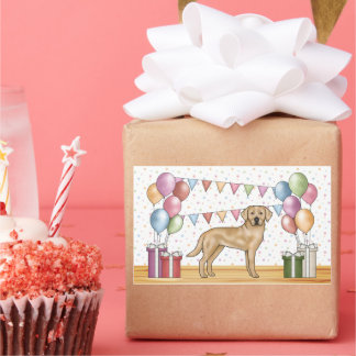 Yellow Labrador Retriever Dog Colorful Birthday Rectangular Sticker