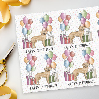 Yellow Labrador Retriever Dog Colorful Birthday Tissue Paper