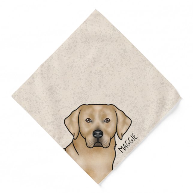 Yellow Labrador Retriever Dog Custom Name Beige Bandana (Front)