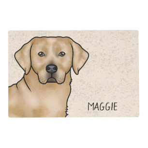 Yellow Labrador Retriever Dog Custom Name Beige Placemat