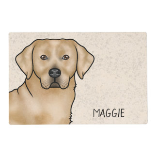 Yellow Labrador Retriever Dog Custom Name Beige Placemat