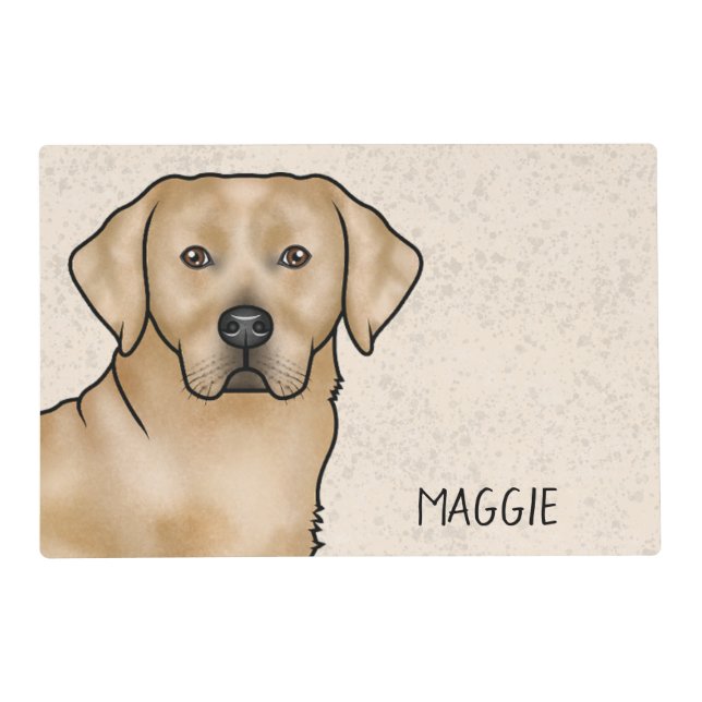 Yellow Labrador Retriever Dog Custom Name Beige Placemat (Front)