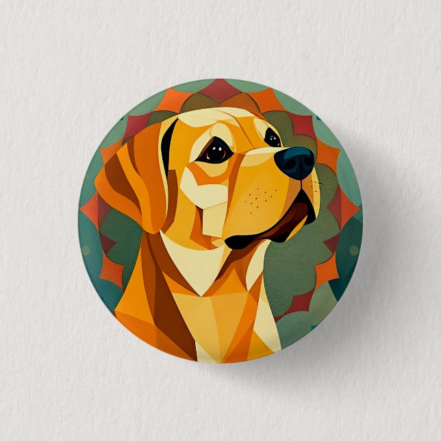 Yellow Labrador Retriever Dog Geometric Art Button (Front)
