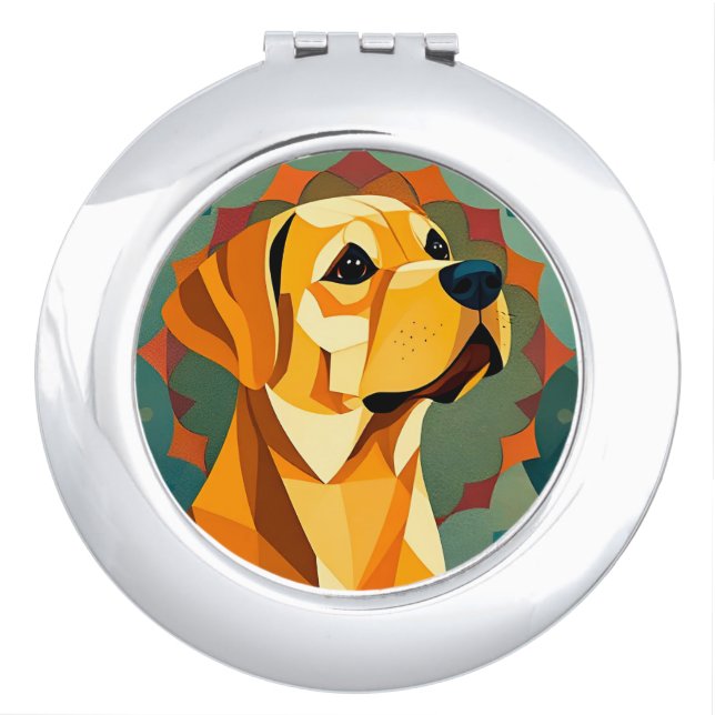 Yellow Labrador Retriever Dog Geometric Art Compact Mirror (Front)