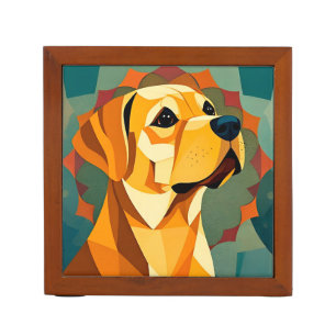 Yellow Labrador Retriever Dog Geometric Art Desk Organizer