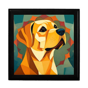 Yellow Labrador Retriever Dog Geometric Art Gift Box