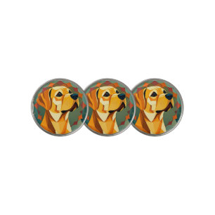 Yellow Labrador Retriever Dog Geometric Art Golf Ball Marker