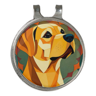 Yellow Labrador Retriever Dog Geometric Art Golf Hat Clip