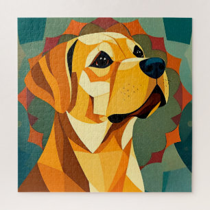 Yellow Labrador Retriever Dog Geometric Art Jigsaw Puzzle