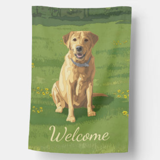 Yellow Labrador Retriever Dog House Flag