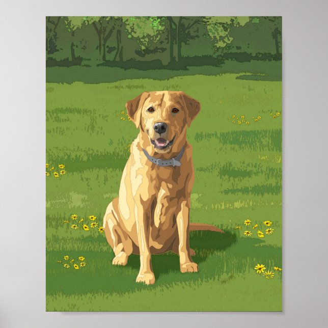 Yellow Labrador Retriever Dog Poster (Front)
