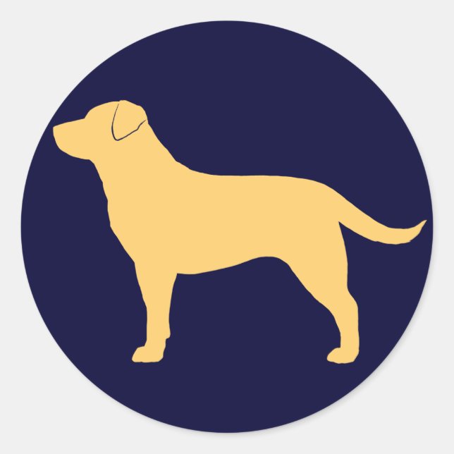 Yellow Labrador Retriever Dog Silhouette Classic Round Sticker (Front)
