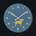 Yellow Labrador Retriever Dog Silhouette Round Clock<br><div class="desc">A fun Labrador Retriever wall clock for the home or office. Makes an original gift for yellow Lab lovers. Check out Jenn’s Doodle World for even more decorative clocks and dog breed themed home decor.</div>