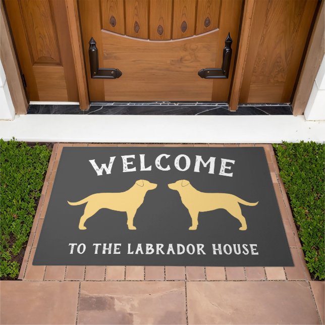 Yellow Labrador Retriever Dog Silhouettes Custom Doormat (Outdoor)