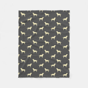 Yellow Labrador Retriever Dog Silhouettes Pattern Fleece Blanket
