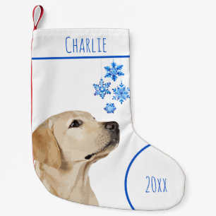 Yellow Labrador Retriever Dog Snowflakes Small Christmas Stocking