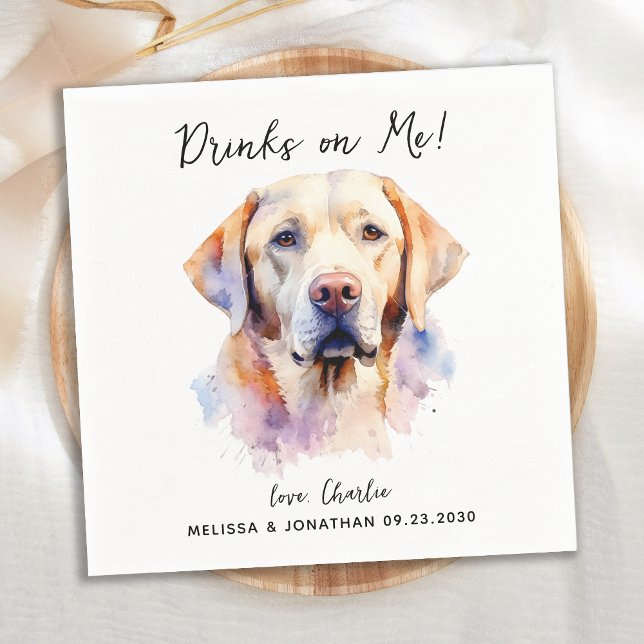 Yellow Labrador Retriever Dog Wedding Cocktail Napkins (Creator Uploaded)