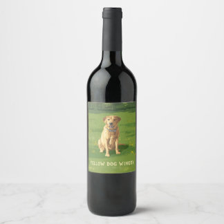 Yellow Labrador Retriever Dog Wine Label