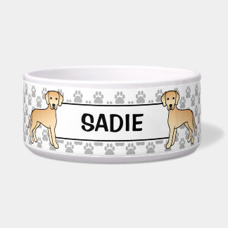 Yellow Labrador Retriever Dog With Pet's Name Bowl