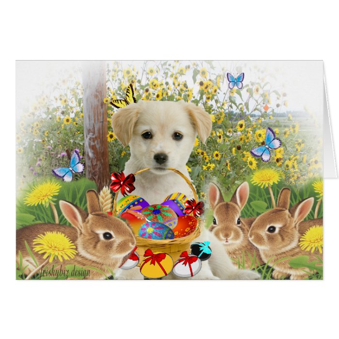 Yellow Labrador Retriever Easter Friends Greeting Cards