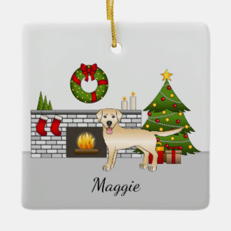 Yellow Labrador Retriever - Festive Christmas Room Ceramic Ornament
