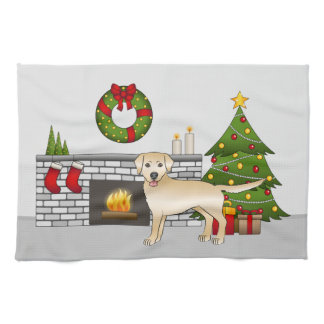 Yellow Labrador Retriever - Festive Christmas Room Kitchen Towel