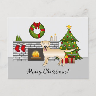 Yellow Labrador Retriever - Festive Christmas Room Postcard