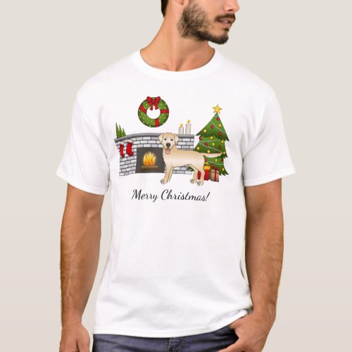 Yellow Labrador Retriever _ Festive Christmas Room T_Shirt