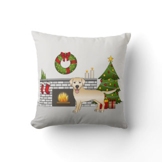 Yellow Labrador Retriever - Festive Christmas Room Throw Pillow