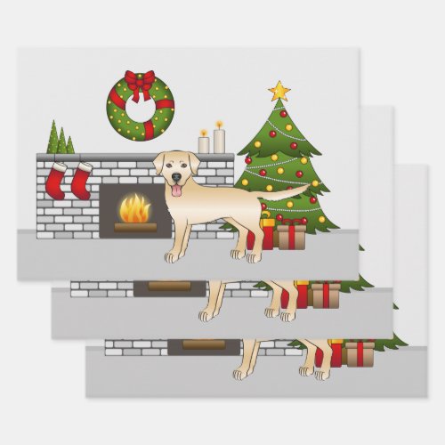 Yellow Labrador Retriever _ Festive Christmas Room Wrapping Paper Sheets