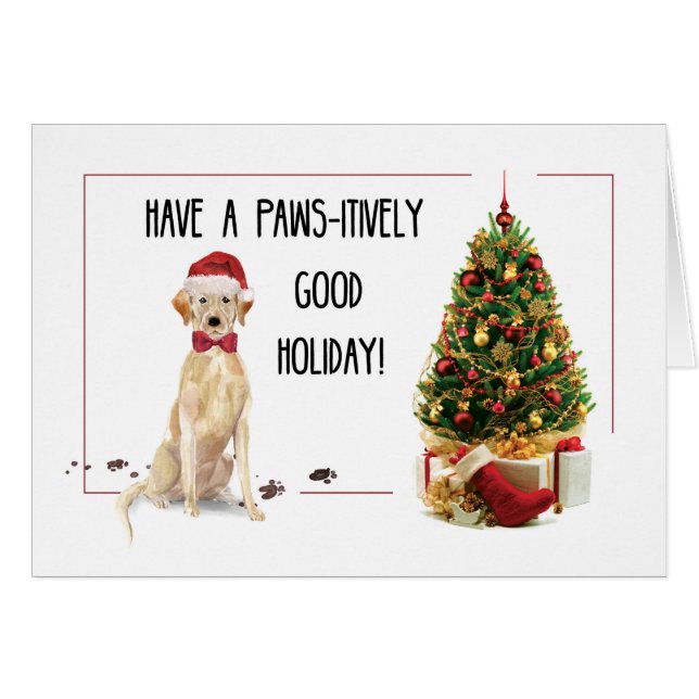 Yellow Labrador Retriever Funny Christmas Dog Cards (Front Horizontal)