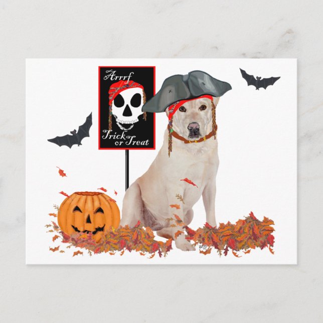 Yellow Labrador Retriever Halloween Postcard (Front)