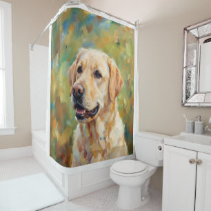 Yellow Labrador Retriever Impressionist Art Shower Curtain