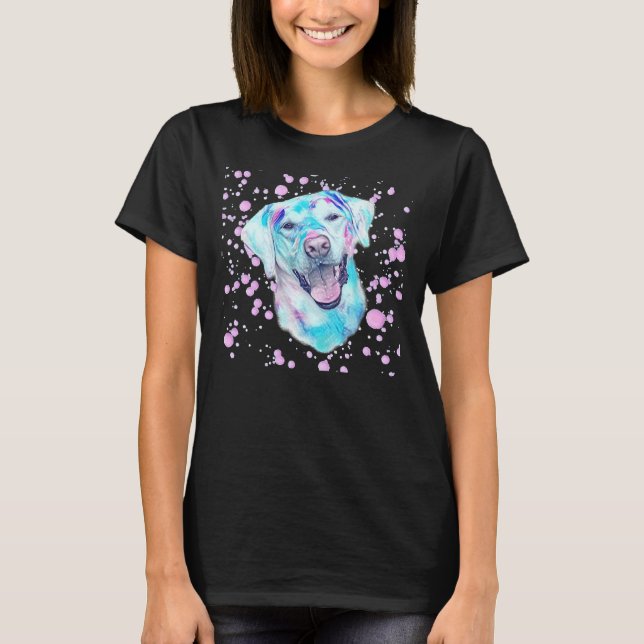 Yellow Labrador Retriever In Holi Powder Splash T-Shirt (Front)