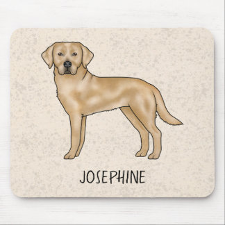 Yellow Labrador Retriever Lab Dog And Custom Name Mouse Pad