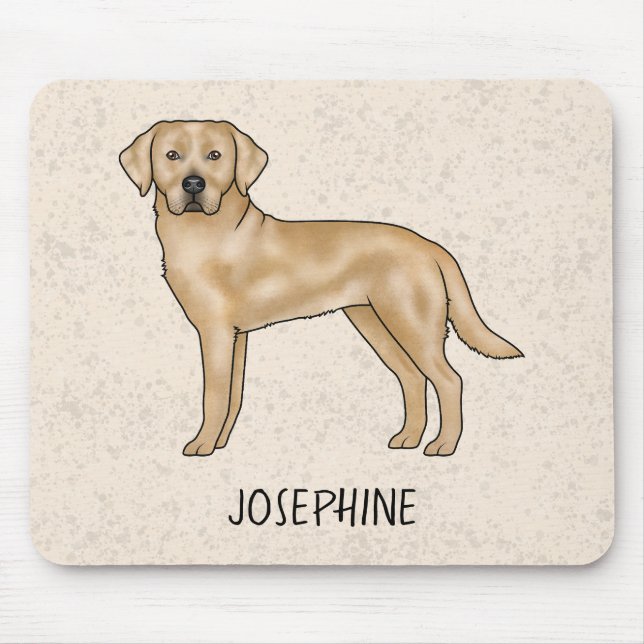 Yellow Labrador Retriever Lab Dog And Custom Name Mouse Pad (Front)