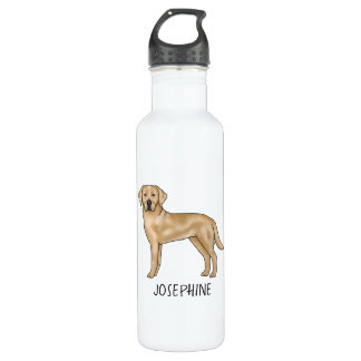 Yellow Labrador Retriever Lab Dog Art Custom Name Stainless Steel Water Bottle