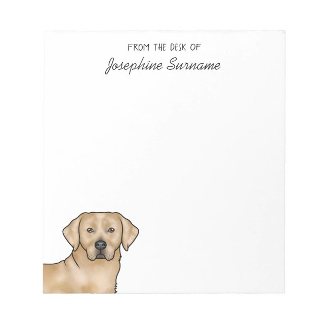 Yellow Labrador Retriever Lab Dog Custom Name Notepad (Front)