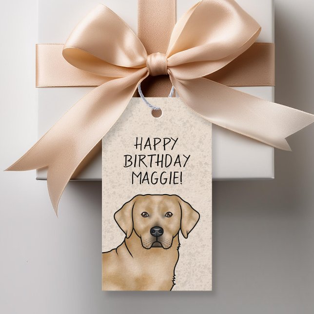 Yellow Labrador Retriever Lab Dog Happy Birthday Gift Tags (Creator Uploaded)