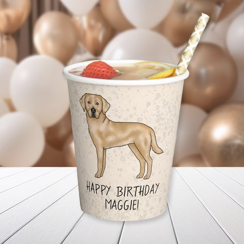 Yellow Labrador Retriever Lab Dog Happy Birthday Paper Cups